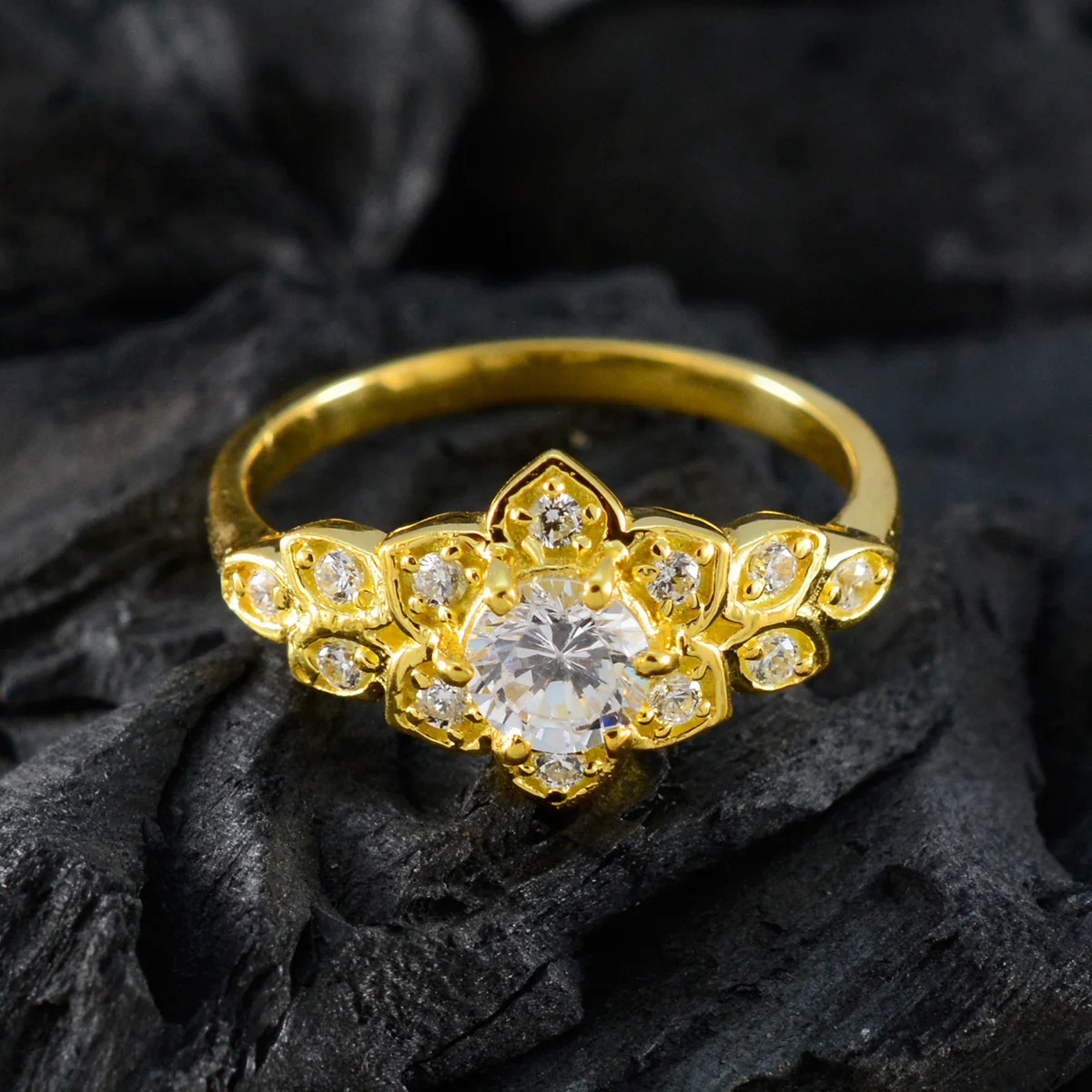 White CZ Halo Indian Sterling Silver White Gems Delicate Modern Ring Jewelry - Image 4