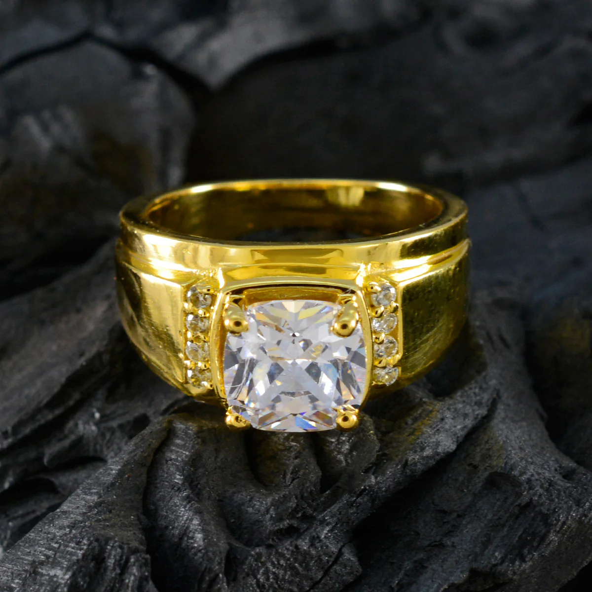 White CZ Halo Korean 925 Sterling Silver White Gems Mid-weight wedding Ring Jewelry - Image 4