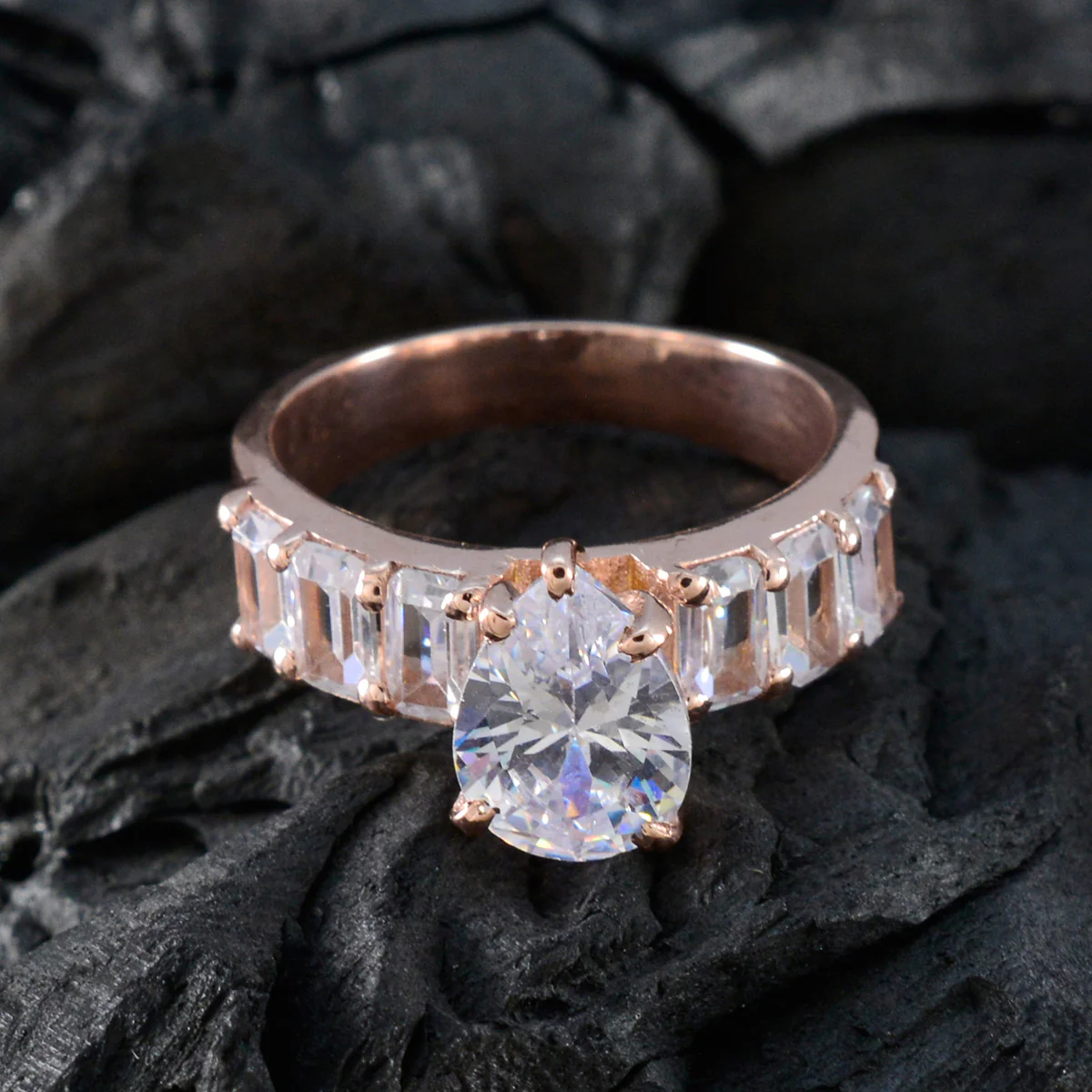 White CZ Hepta Indian 925 Sterling Silver White Gemstones Slim Love Ring Jewelry - Image 4