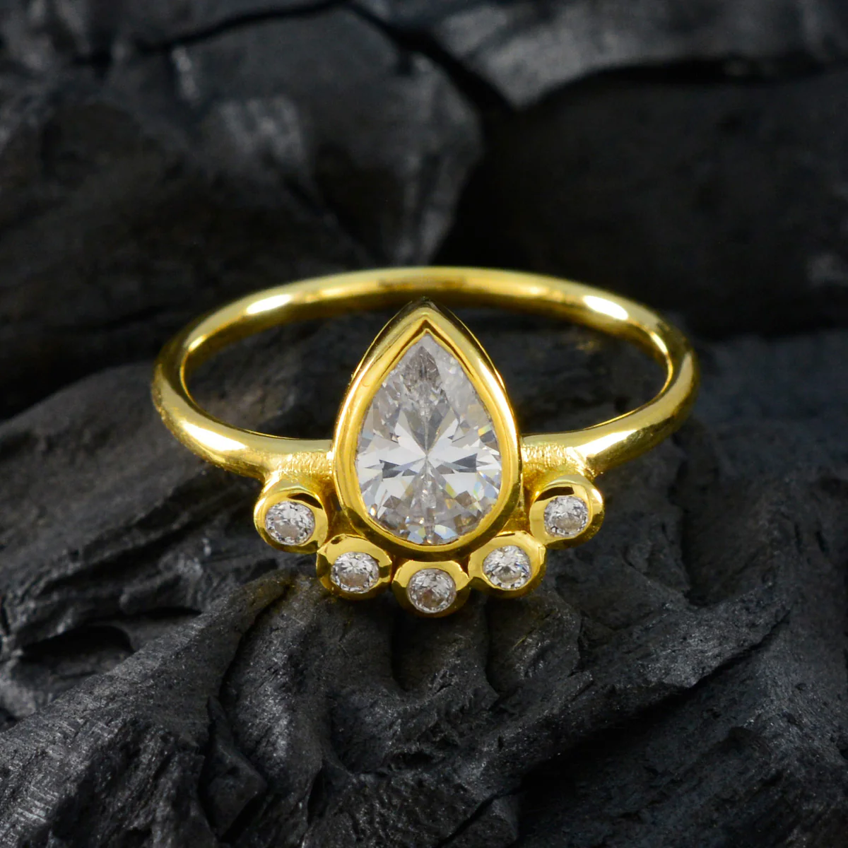White CZ Hexa Korean Silver White Gems Delicate Luxurious Ring Jewelry - Image 4