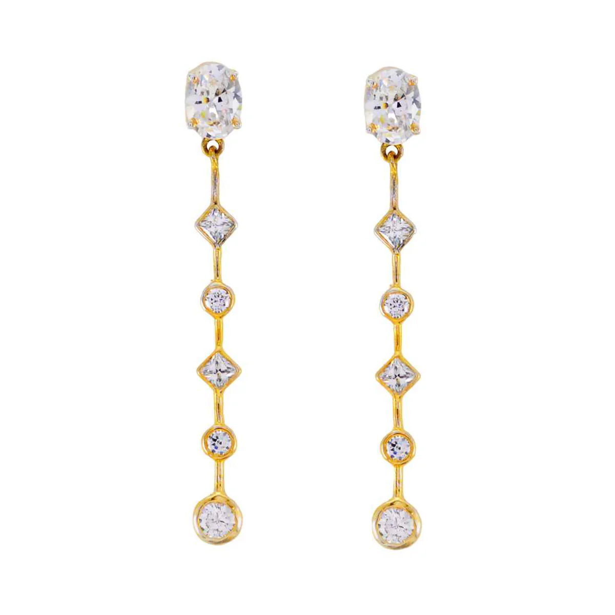 White CZ Indian Dewi multiple Stud White Silver Earring