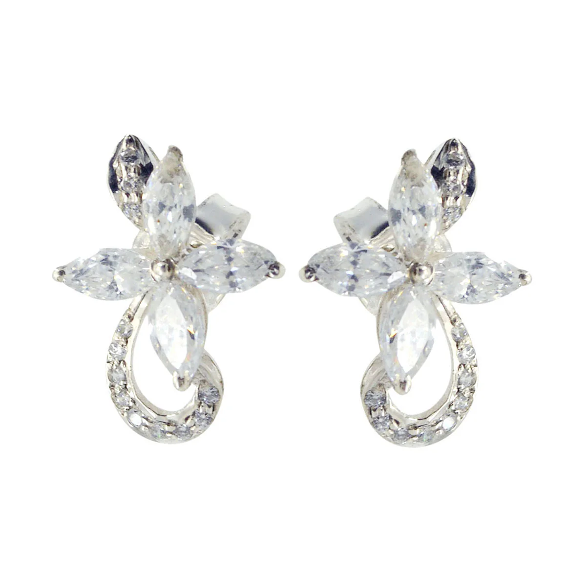 White CZ Japanese Layla multiple Stud White Silver Earring
