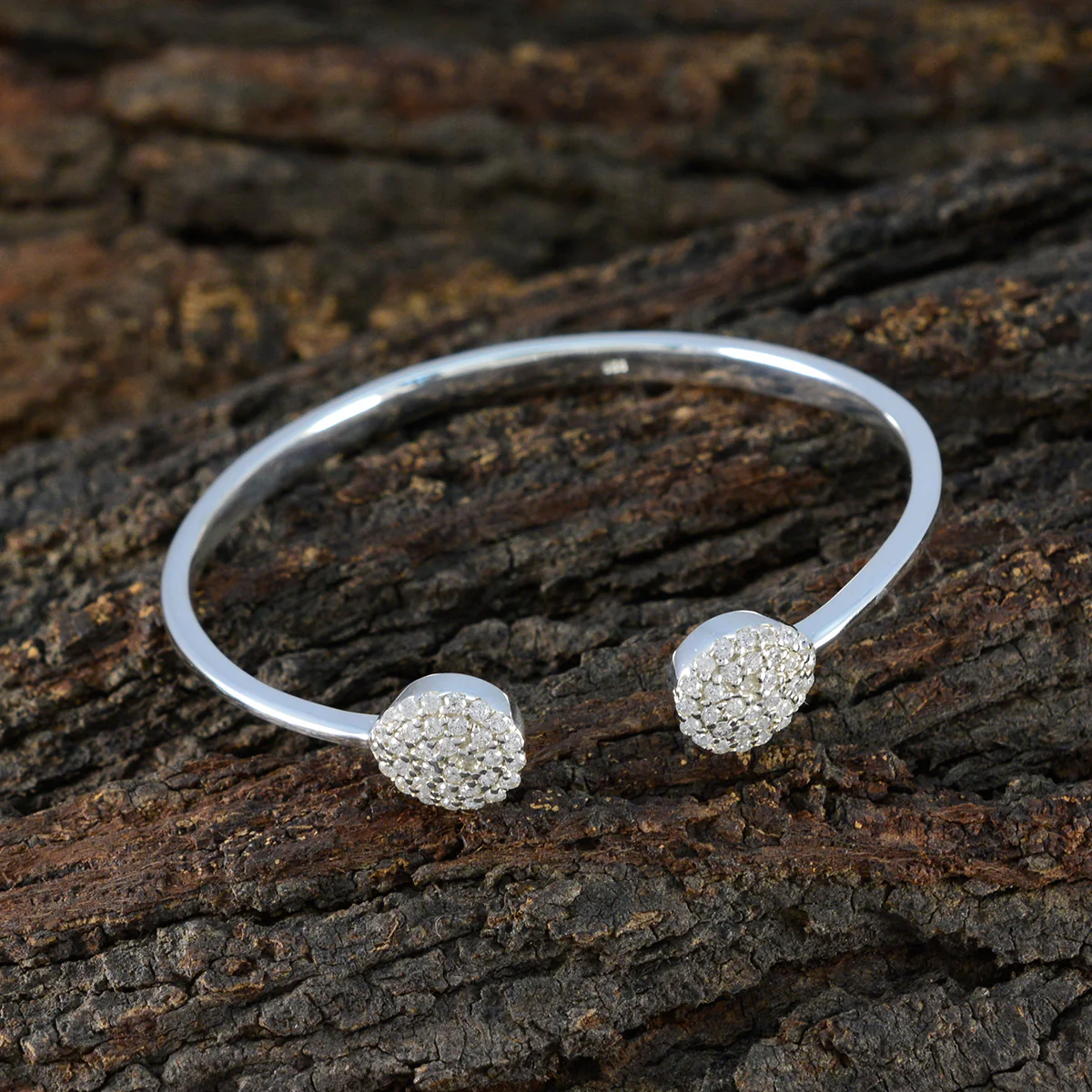 White CZ Jewelry Day Featherlight White 925 Silver Bangle Bracelet - Image 4