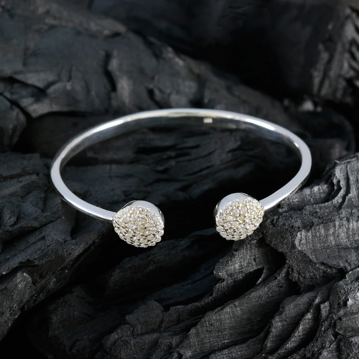 White CZ Jewelry Day Featherlight White 925 Silver Bangle Bracelet - Image 5