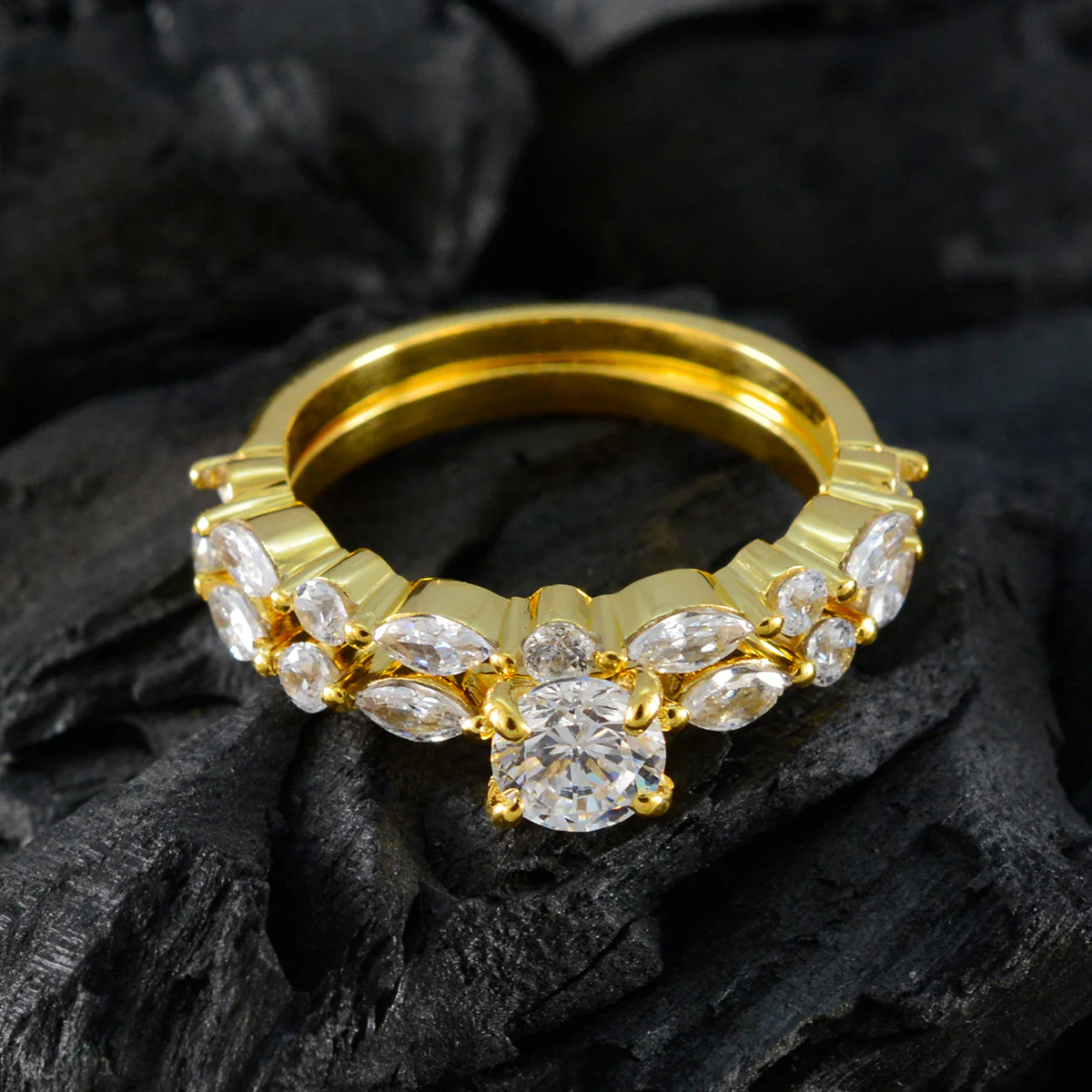 White CZ multiple Indian 925 Silver White Gems Whisper-thin wedding Ring Jewelry - Image 4