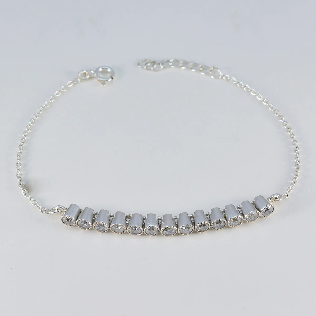 White CZ Nutella Day Whisper-thin White Sterling Silver Tennis Bracelet - Image 3