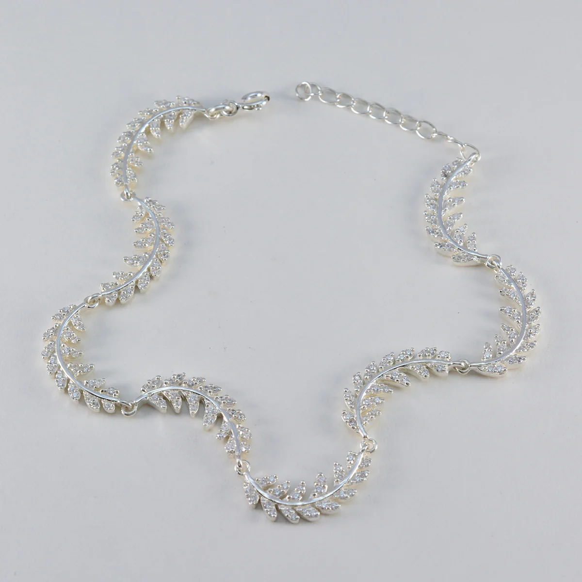 White CZ Pasta Day Minimal White 925 Silver Links Bracelet - Image 2