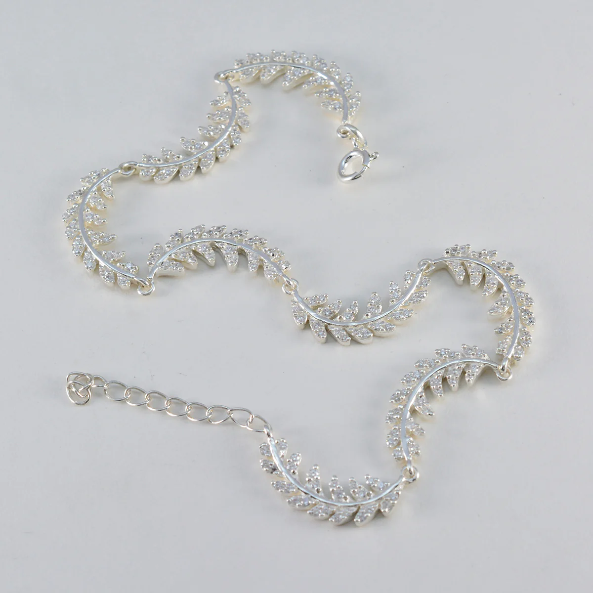 White CZ Pasta Day Minimal White 925 Silver Links Bracelet - Image 3