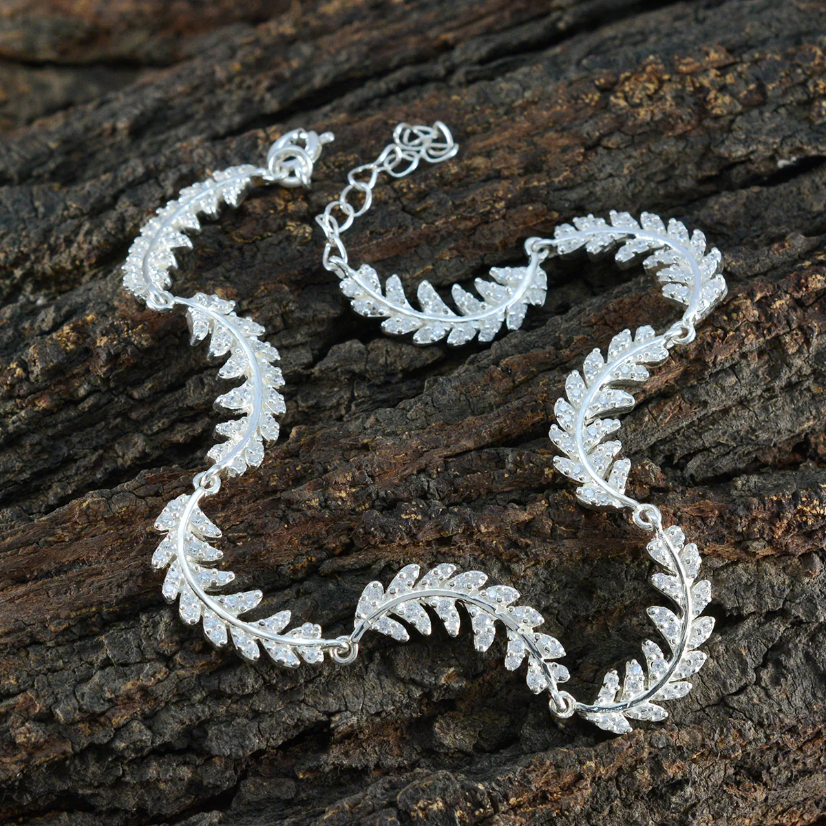White CZ Pasta Day Minimal White 925 Silver Links Bracelet - Image 4