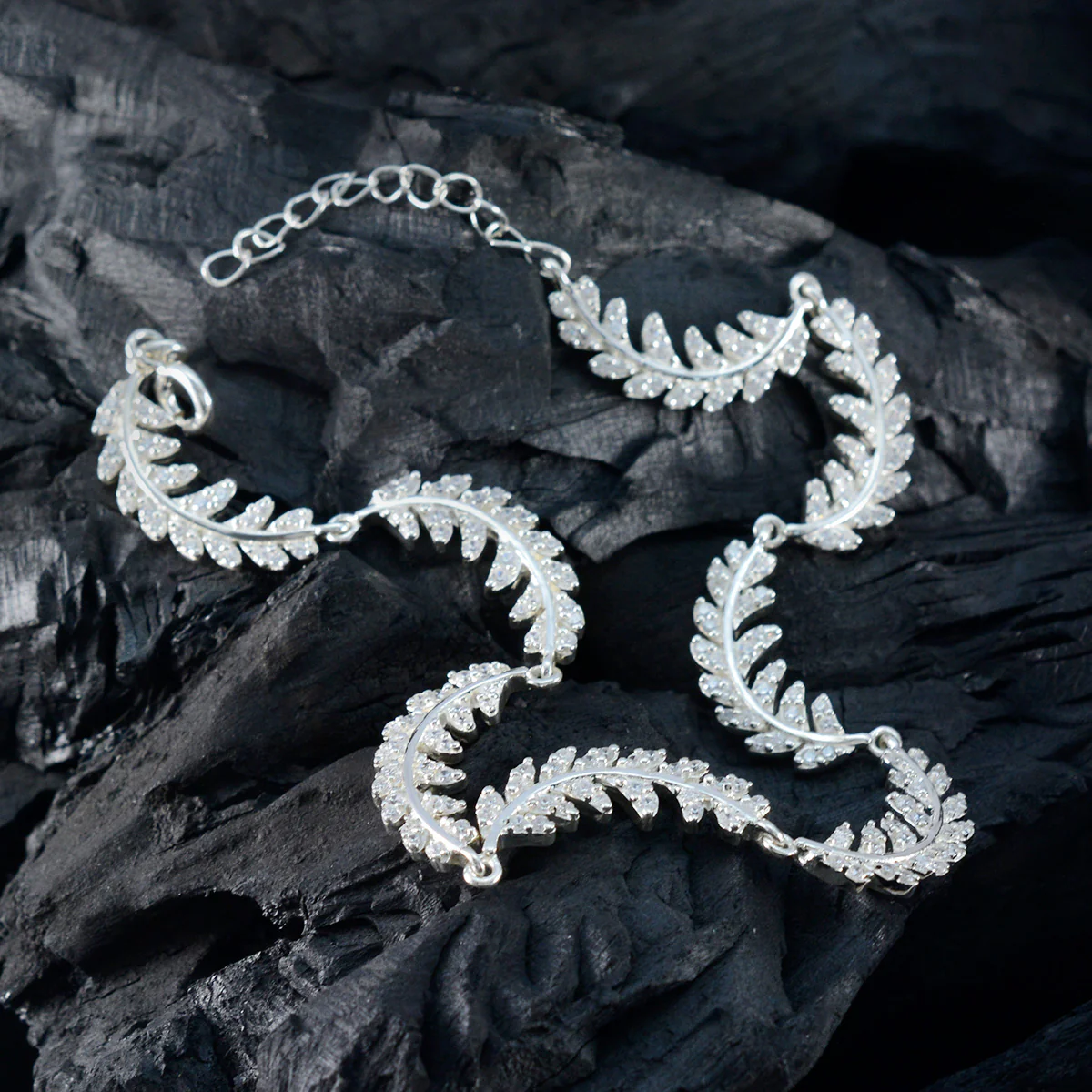 White CZ Pasta Day Minimal White 925 Silver Links Bracelet - Image 5