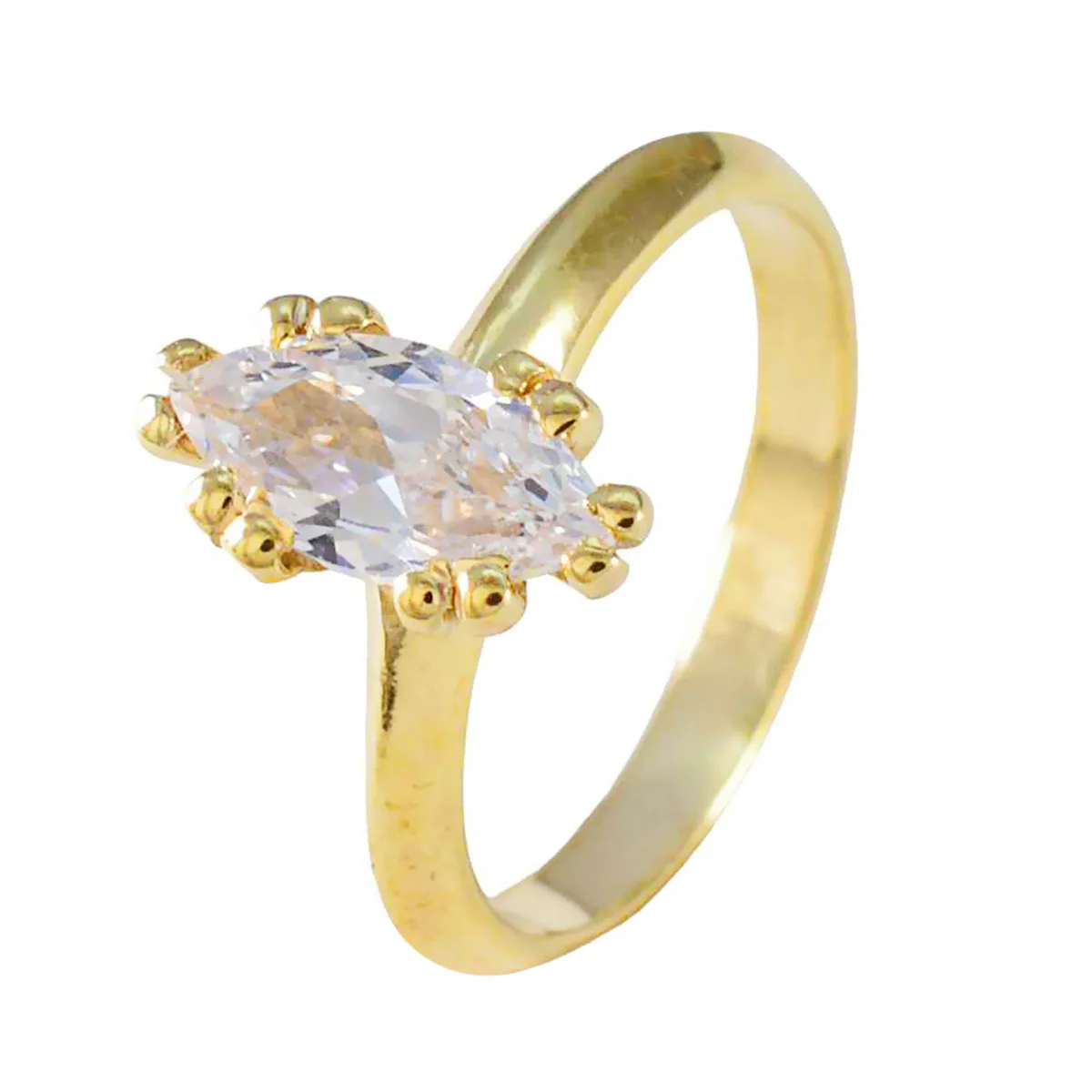 White CZ Solitaire Indian 925 Sterling Silver White Gems Minimalist Trendy Ring Jewellery - Image 2