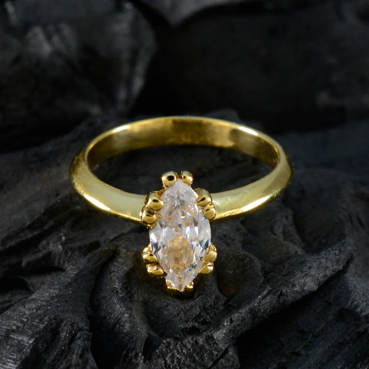 White CZ Solitaire Indian 925 Sterling Silver White Gems Minimalist Trendy Ring Jewellery - Image 4