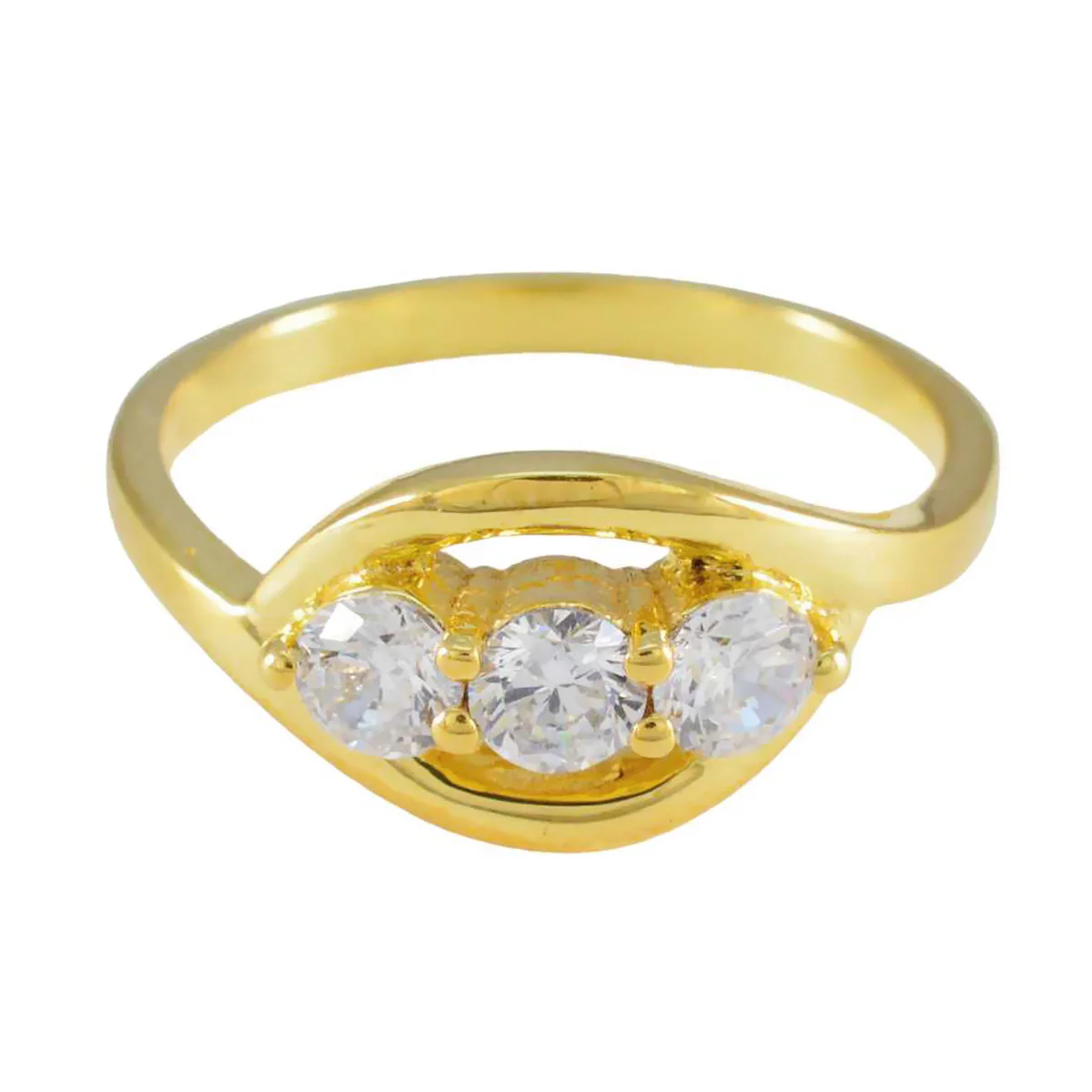 White CZ Trilogy American 925 Silver White Gems Delicate Feminine Ring Jewellery
