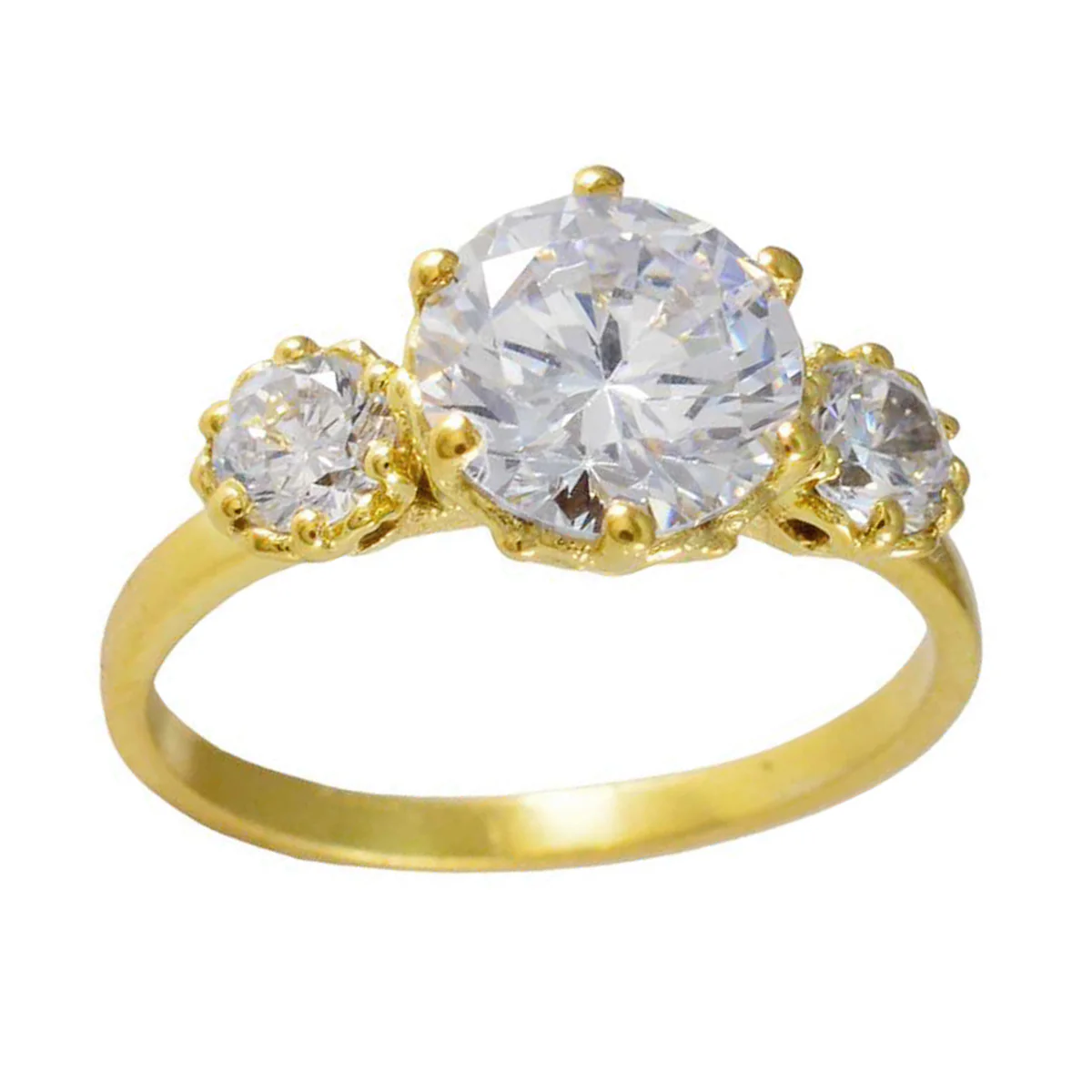 White CZ Trilogy Indian 925 Sterling Silver White Gems Delicate Feminine Ring Jewelry - Image 3