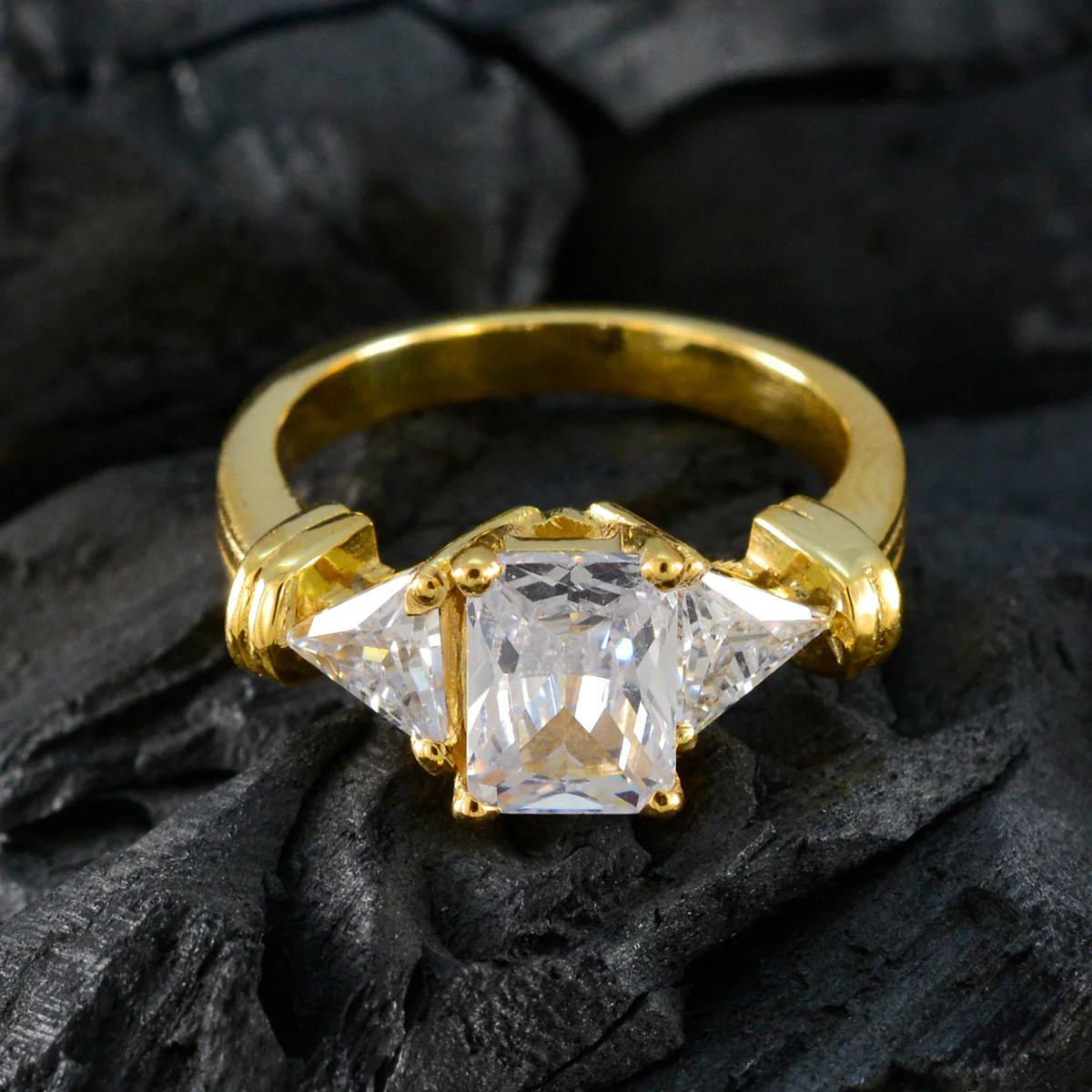 White CZ Trilogy Latin American 925 Silver White Gemstones Slim Contemporary Ring Jewellery - Image 4